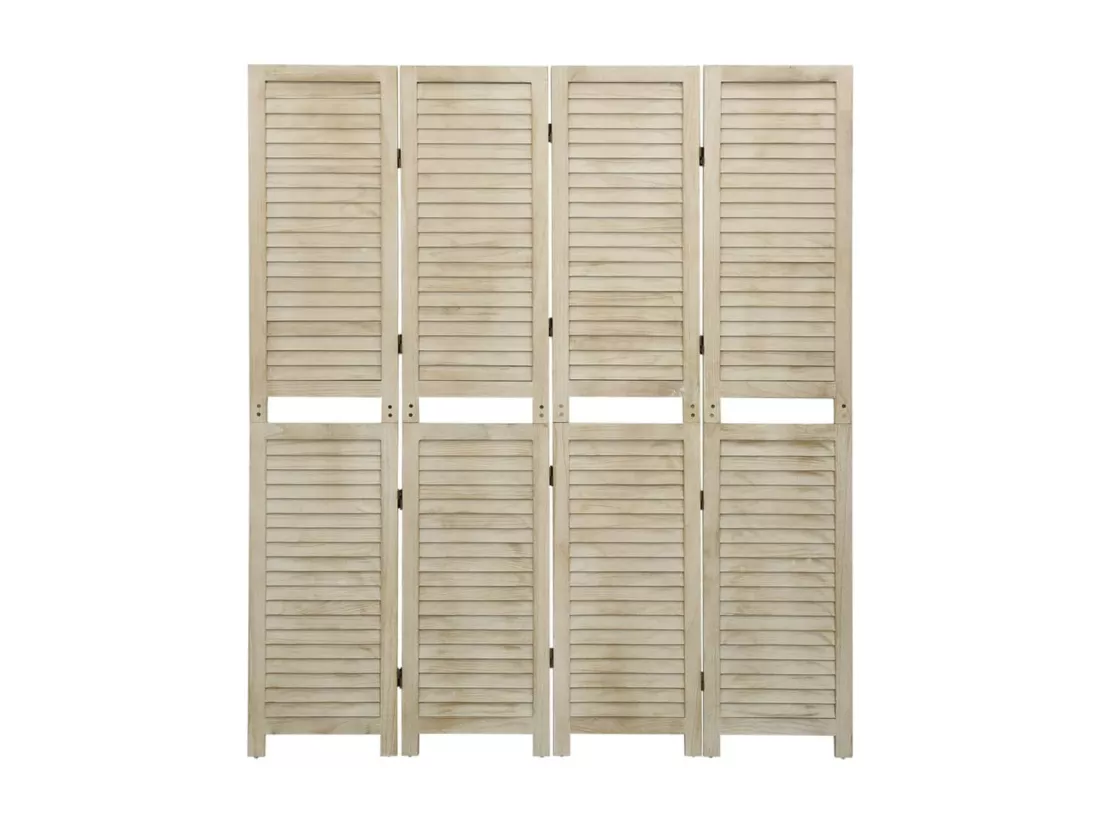 Cloison de séparation 4 panneaux 140x165 cm Bois de Paulownia