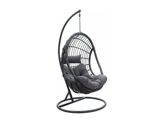 fauteuil suspendu balancelle de jardin métal anthracite coussin gris