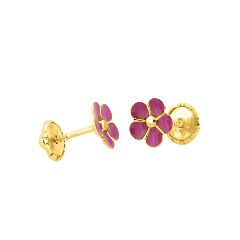 Boucles d'oreilles enfant - Or 9 Carats - Fleur