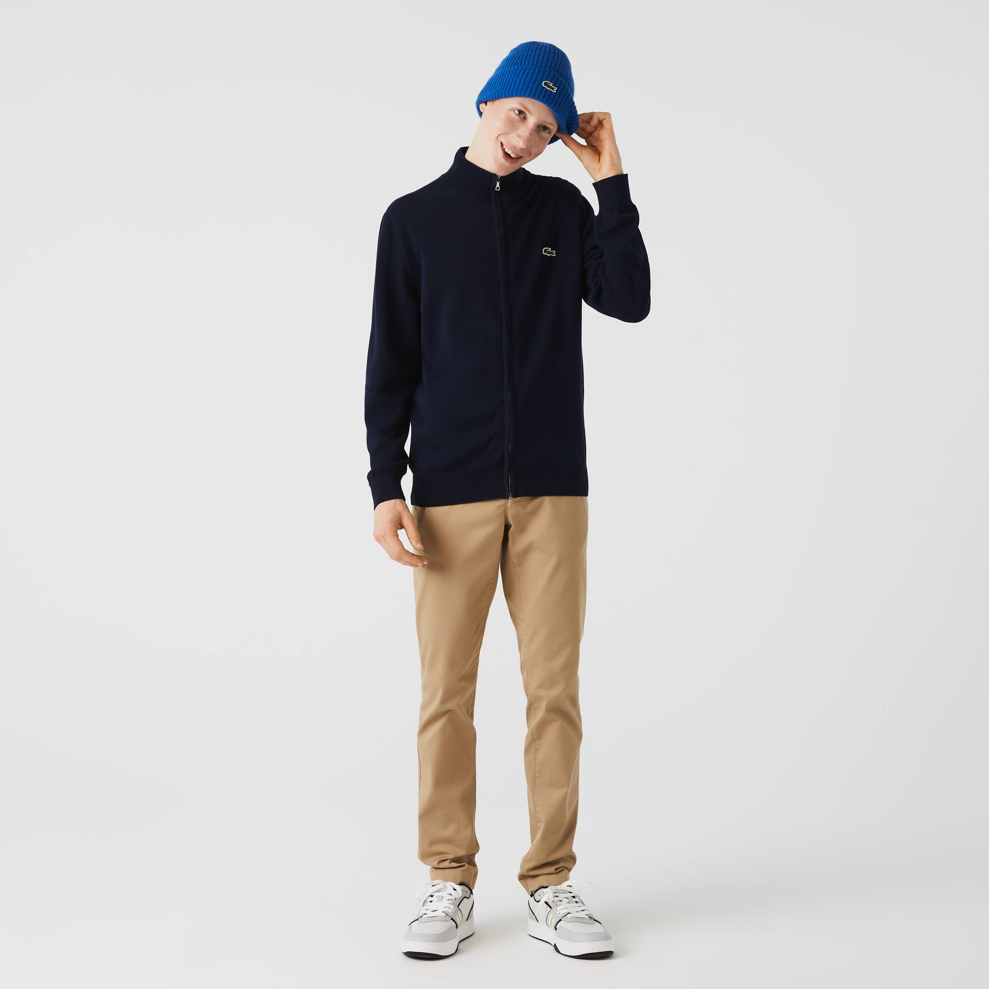 Herren Baumwollpullover aus Bio-Baumwolle mit Stehkragen Pullover - Blau - Lacoste - Herren