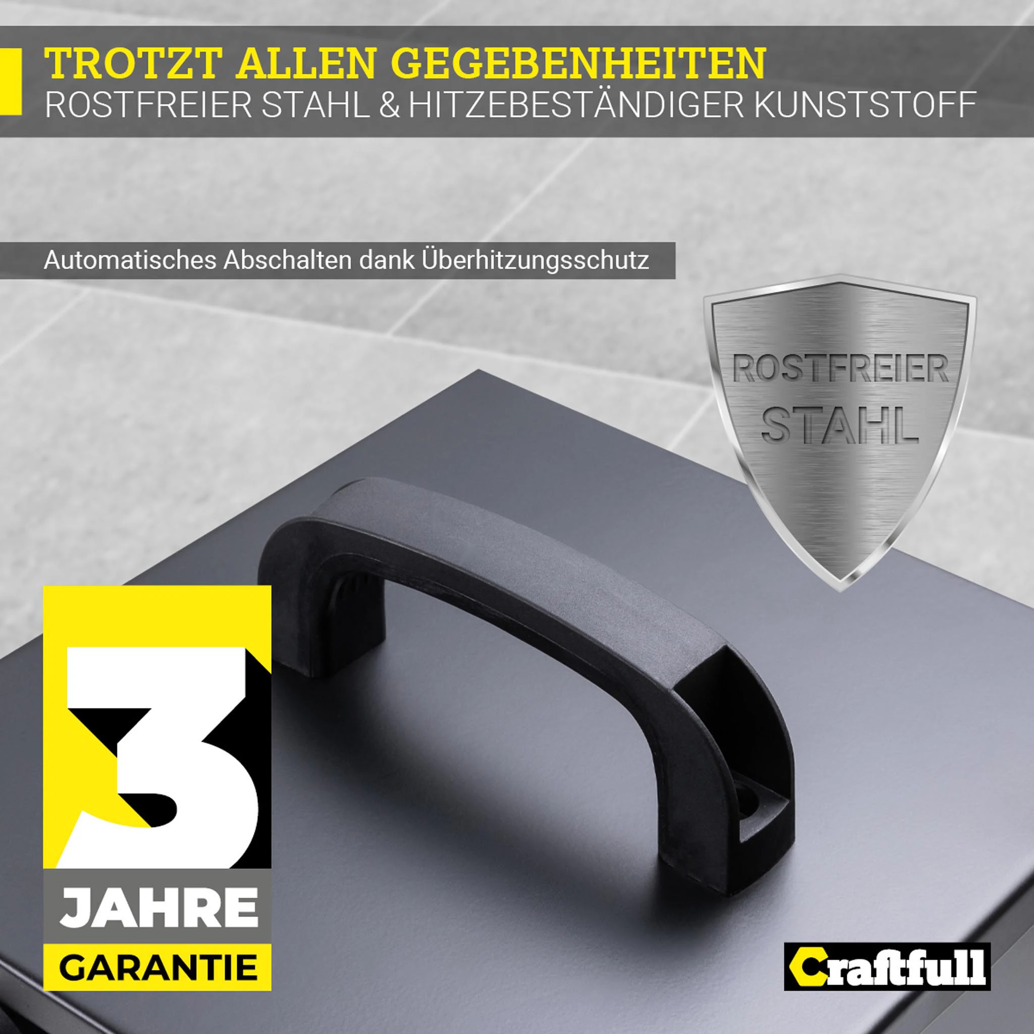 Craftfull Elektro-Heizlüfter HL200, 2000/3000 Watt, Überhitzungsschutz, Thermostat, Griff, Stahl (3000 Watt)
