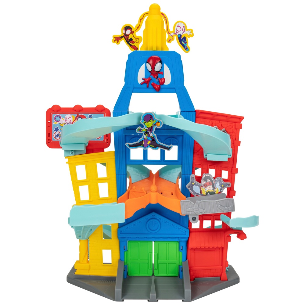 Marvel Spidey und Freunde Amazing Metals City Rennbahn-Spielset mit fünf Fahrzeugen
