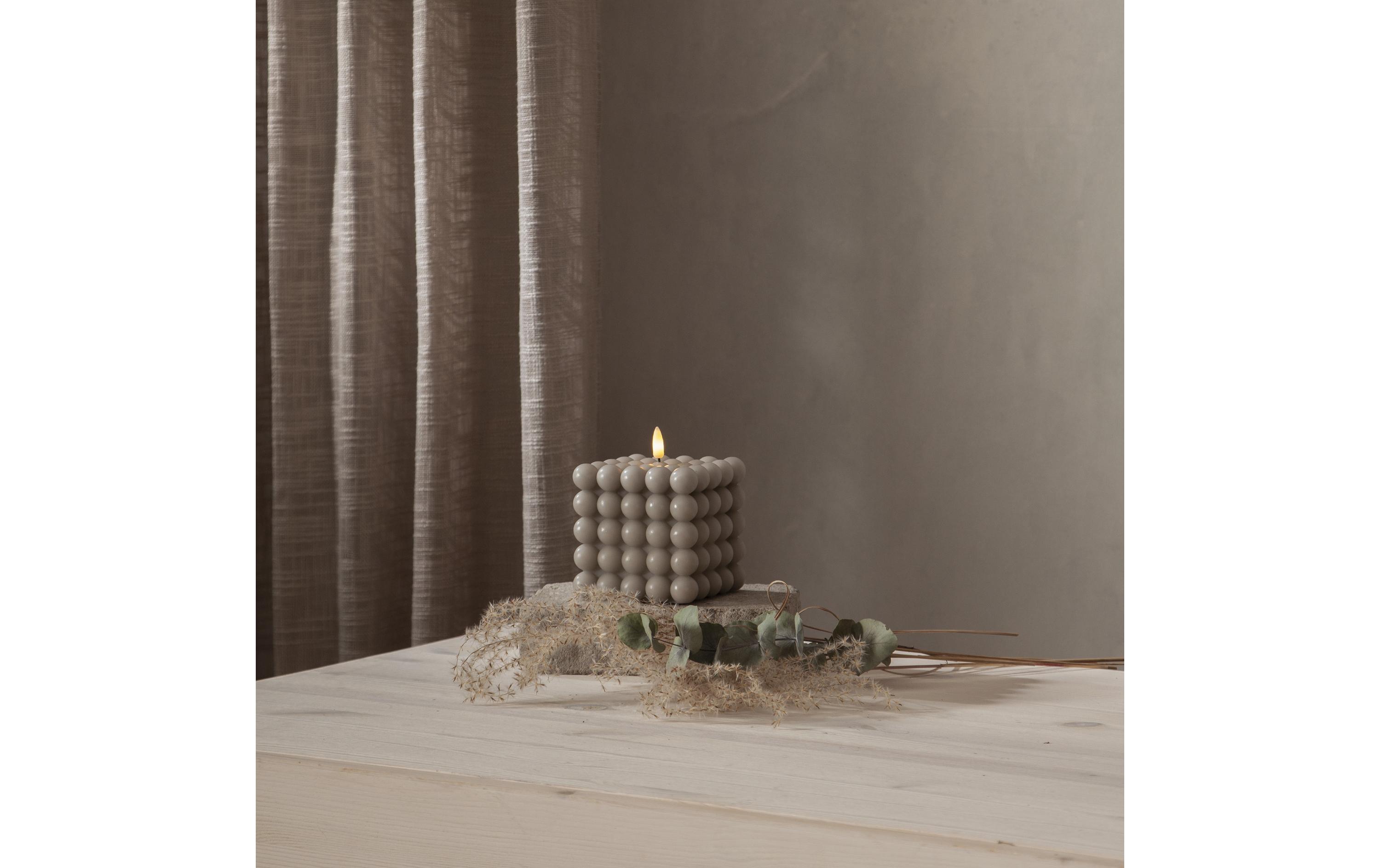 LED-Kerze Pillar Flamme Dot, 10 x 12.5 cm, BraunKerze aus Wachs mit LED Leuchte