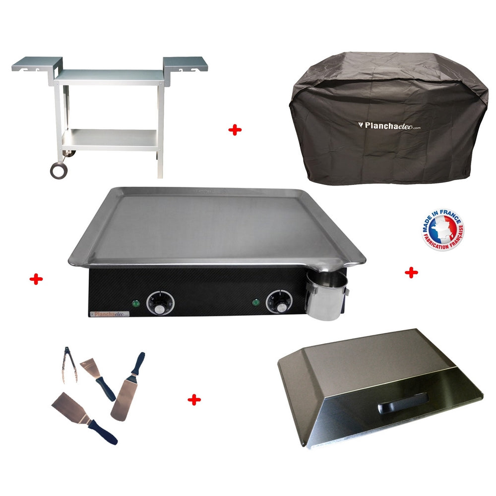 Pack plancha électrique PlanchaElec Classic 600 Carbon - Chariot Odéon