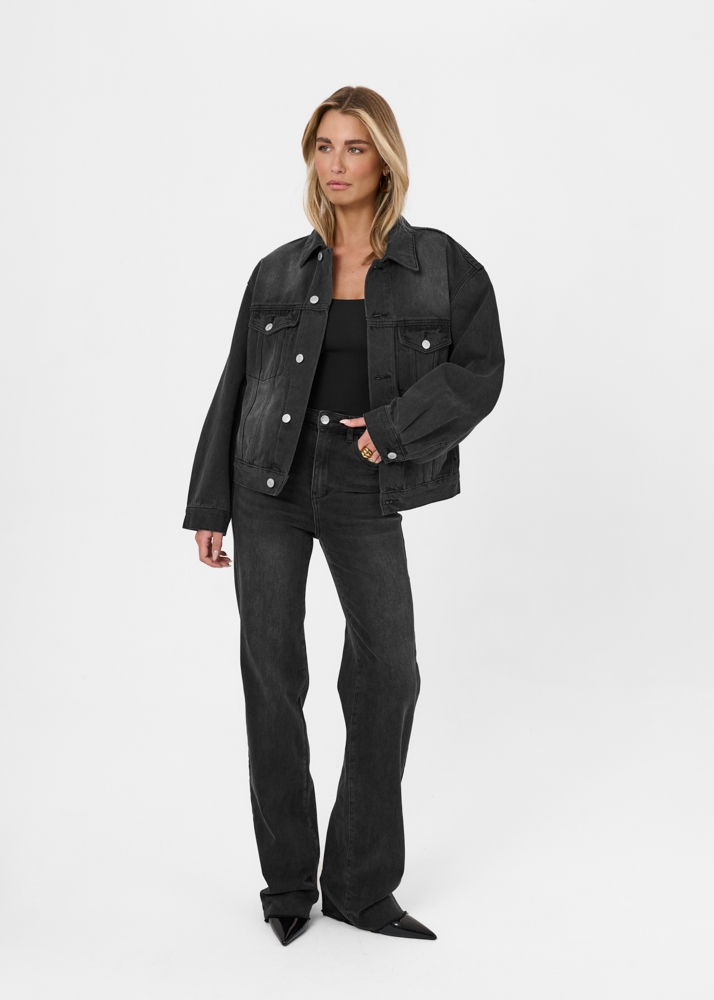 Straight leg stretch jeans iron zwart
