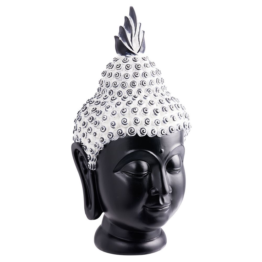 Tête de Bouddha noir argenté H32,5 cm