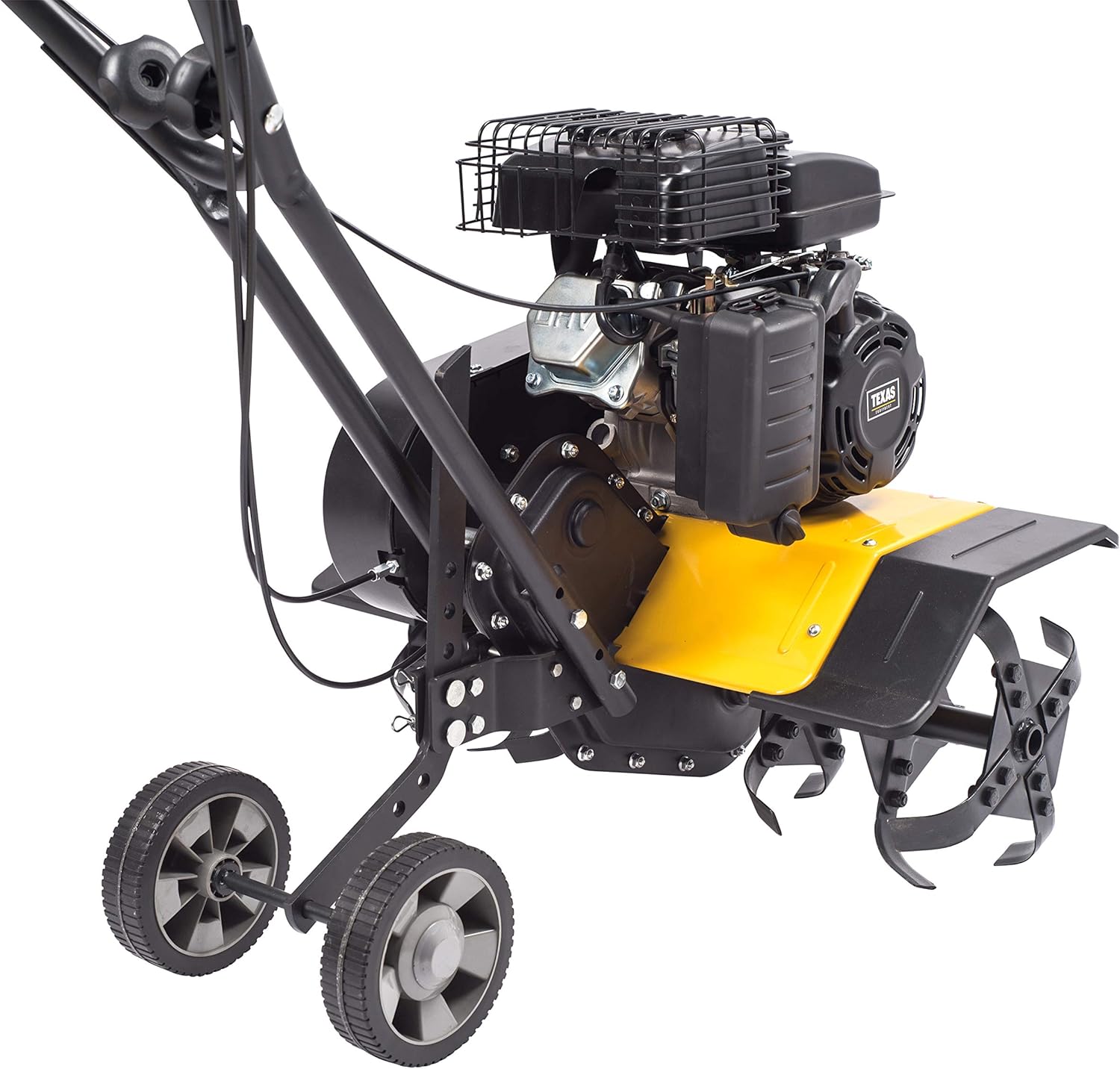 TEXAS Gartenfräse Motorhacke Bodenhacke Bodenfräse Benzin mit Antrieb Lilli 365TG Set mit Pflug und Rädersatz | 40-60 cm Arbeitsbreite |1400 Watt | 1,9 PS | 26 cm Tiefe | Vorwärts- und Rückwärtsgang