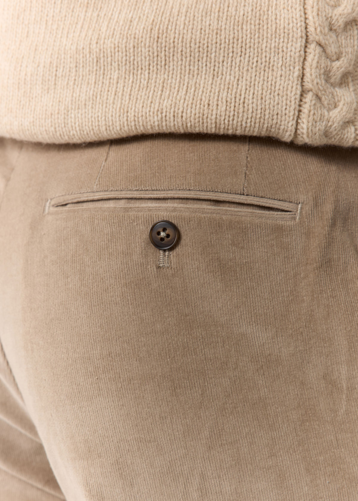 Pantalon coordonnable Slim en velours côtelé uni sable