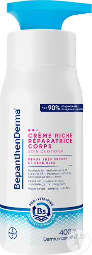 BepanthenDerma Crème Riche Réparatrice Corps Peaux Très Sèches Et Sensibles 400ml