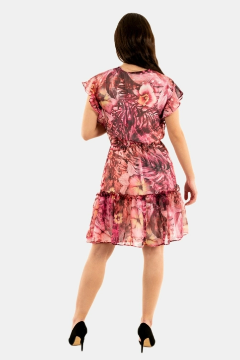 robe guess jeans rosa p61e batik tropical print