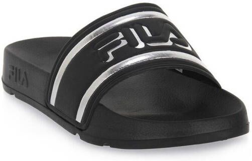 Fila Zwarte Polyethyleen Slipper met Zilveren Logodetails Black