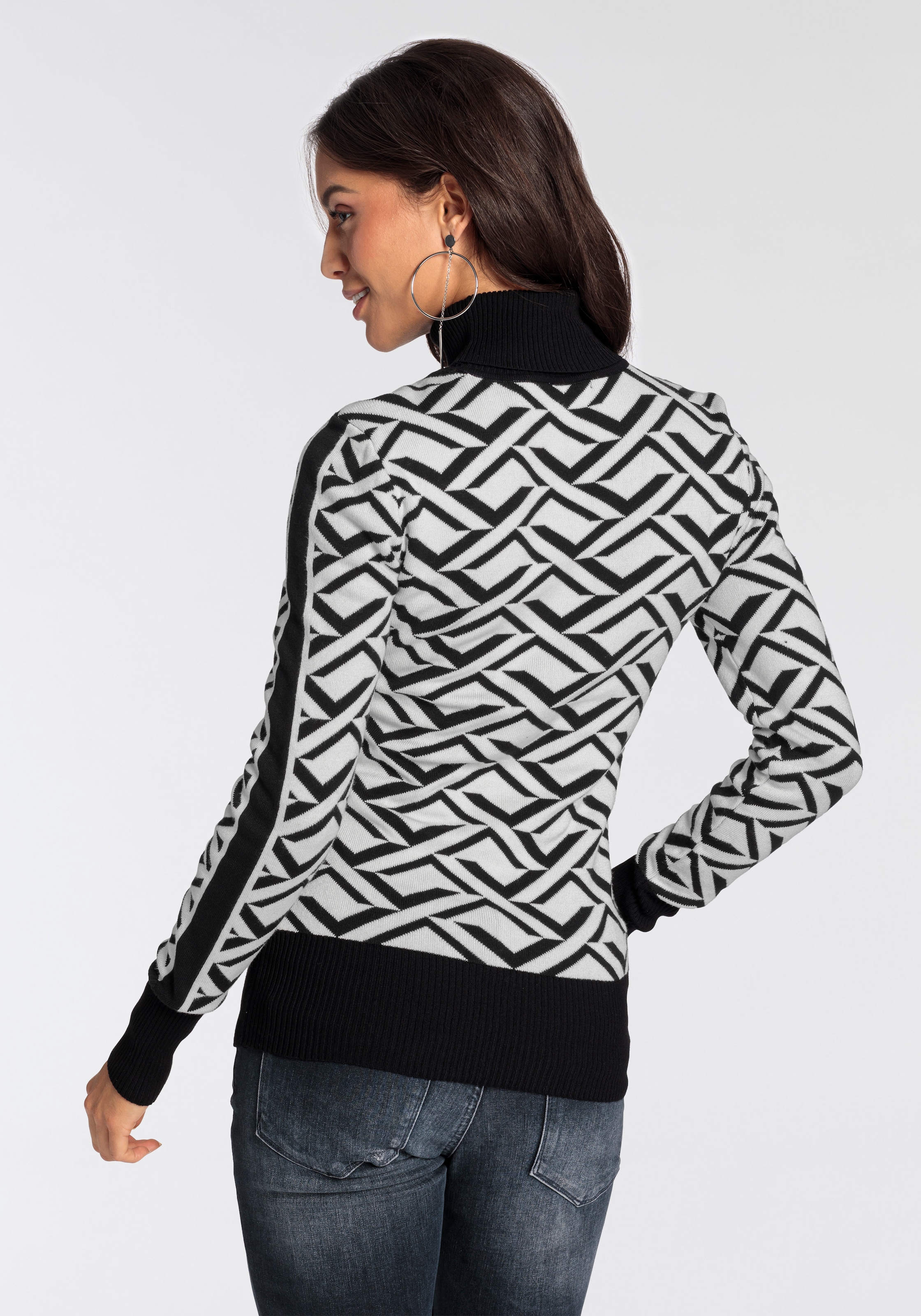 Melrose Rollkragenpullover , mit Jacquard-Muster