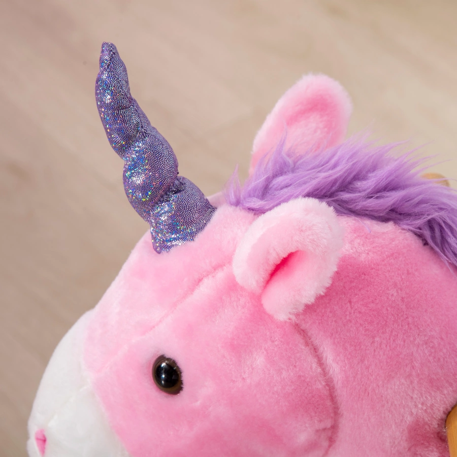HOMCOM Kinder-Schaukelpferd mit Rollen rosa, lila