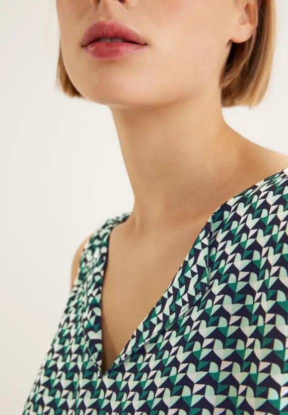 Minimalmuster Blusentop - lagoon green