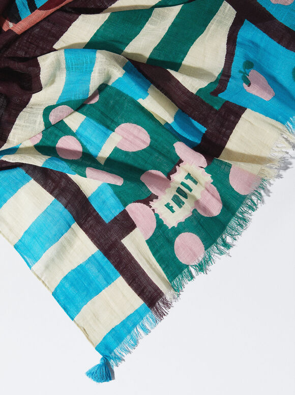 Pareô de algodão estampado - Multicor