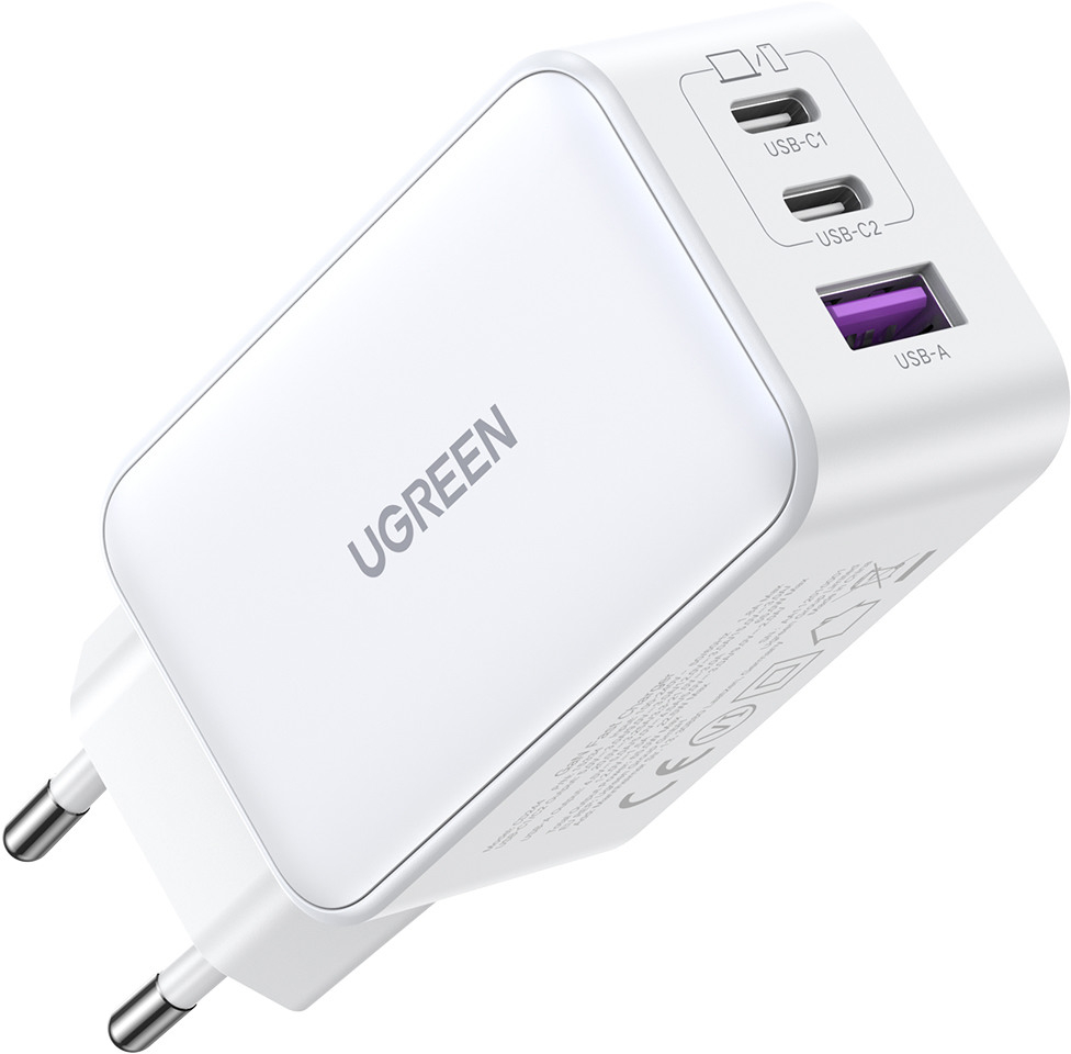 (65W) Nexode Dual USB C / USB A GaN Ladegerät Power Delivery 3.0 / Quick Charge 4.0 Netzteil (15334) - Weiss