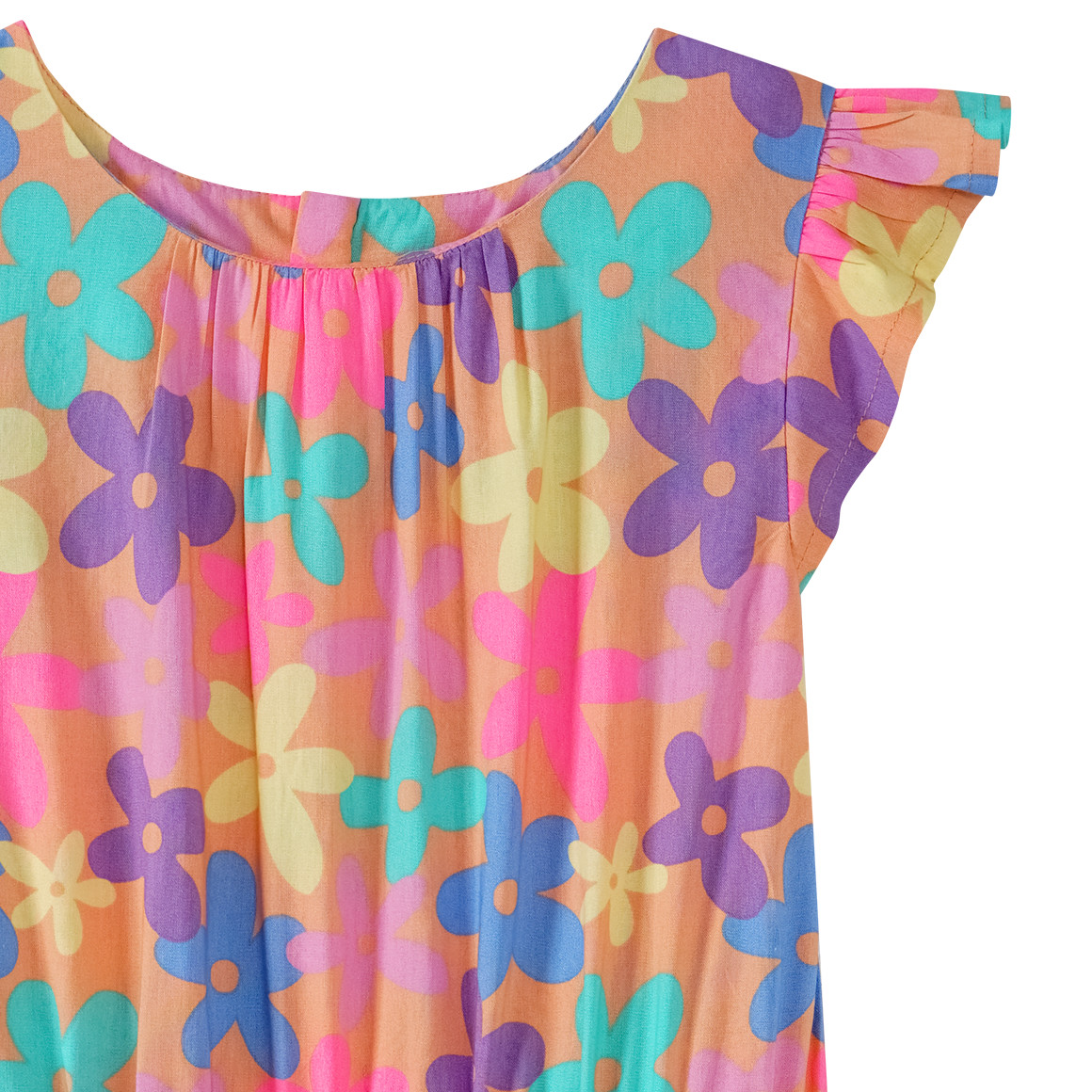 Topolino Mädchen Overall mit bunten Blumen hellorange