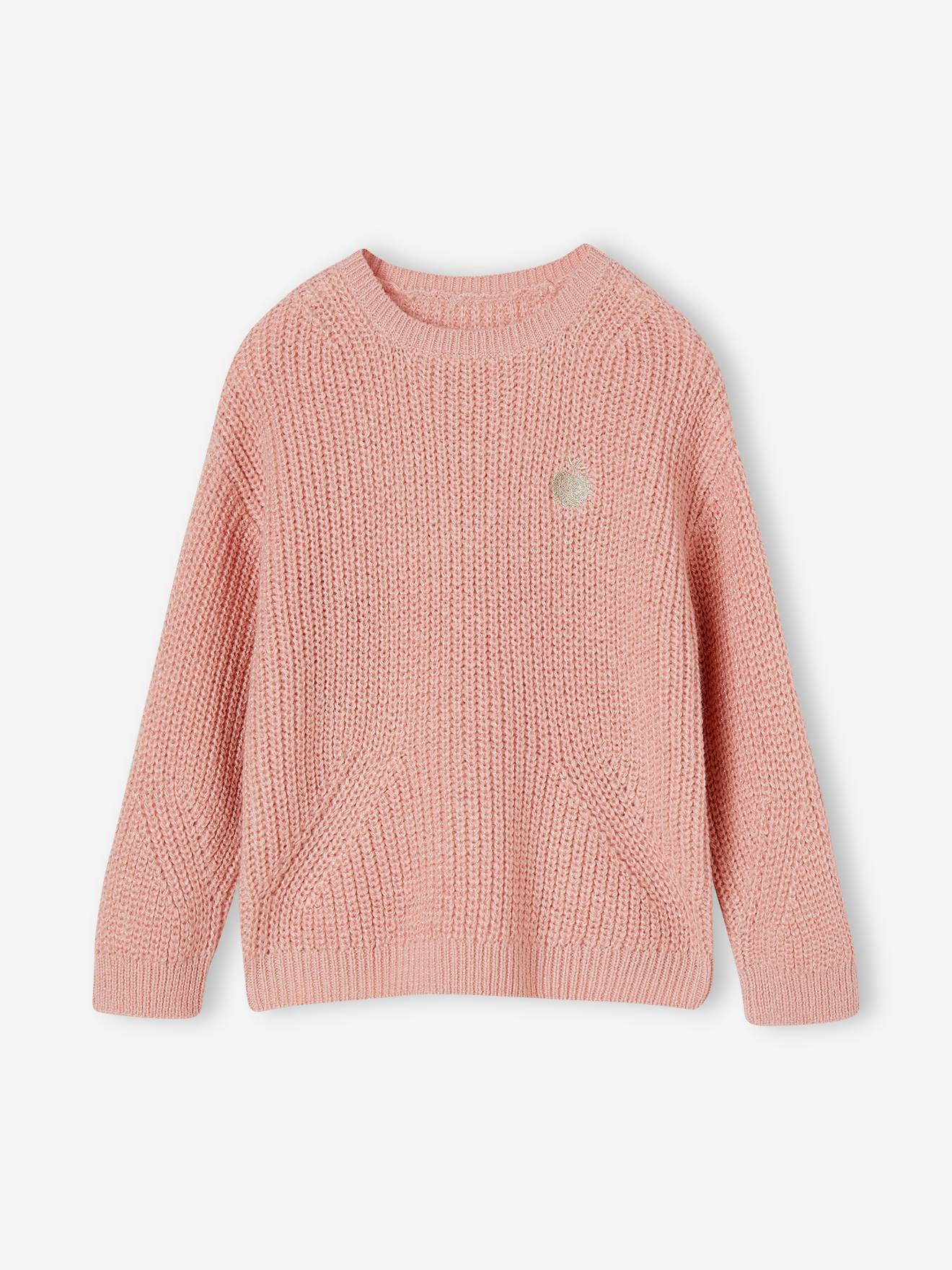 Suéter de malha de pérolas brutas com padrão iridescente para meninas