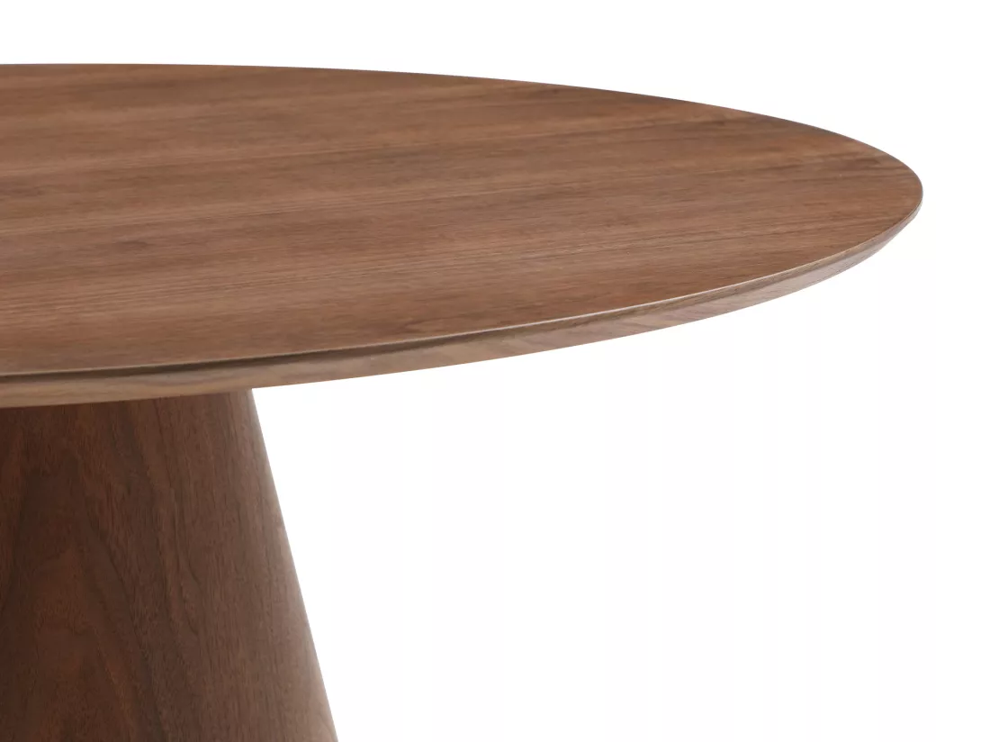 Table à manger ronde 4 personnes placage noyer - Naturel foncé - ANTALIZA