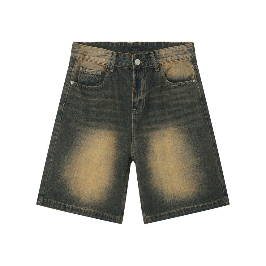 FAERIS - Mid Rise Washed Denim Shorts