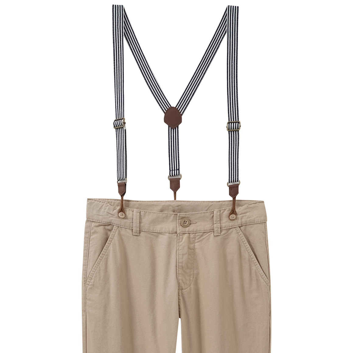 Yigga Jungen Chinohose mit Hosenträgern beige