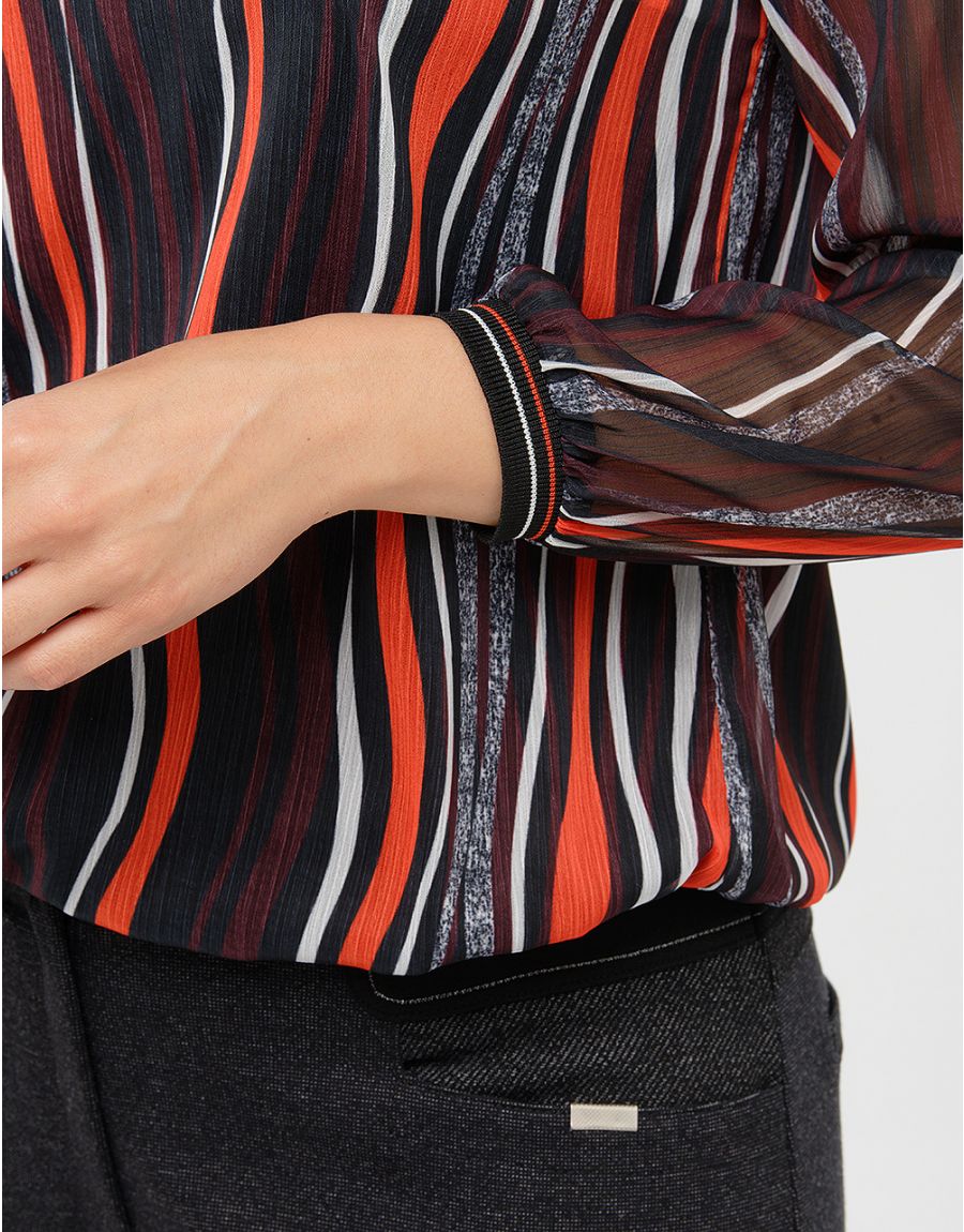 Blouse fluide rayée noire