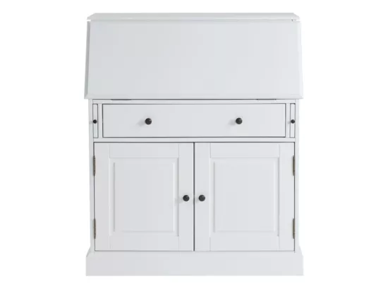 Secrétaire en pin et MDF - Coloris : Blanc - CLEORE