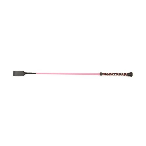 Chicote de montaria rosa com cabo trançado