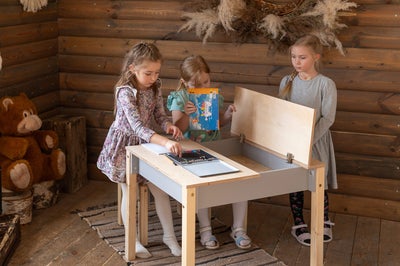Family-scl Smart Oppbevaring Bord med Stol, Grå