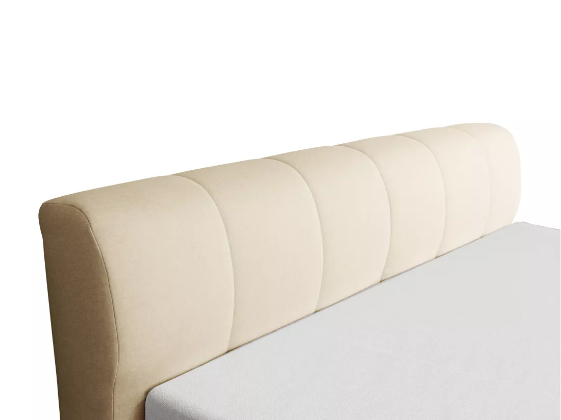 Ensemble complet boxspring tête de lit + sommier avec leds + matelas - 180 x 200 cm - Tissu - Beige - OTARU de YSMÉE