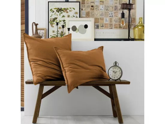 HEDDA - Taie d'Oreiller 50x70cm Flanelle de Coton Coloris Camel