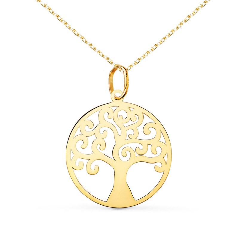 Collier - Pendentif Or 18 Carats 750/000 Arbre de Vie - Chaine Dorée