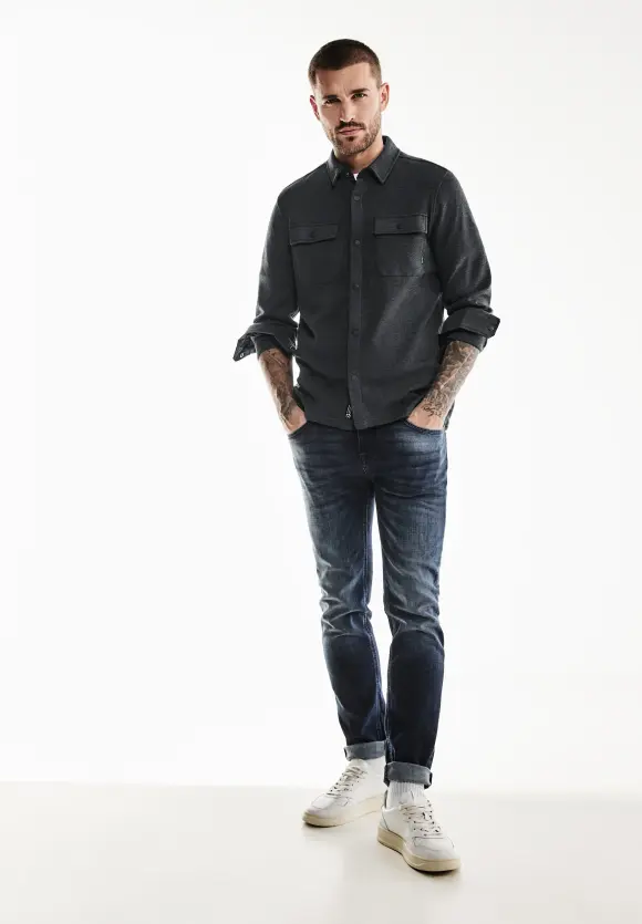 Overshirt in Melange Optik - anthra grey melange