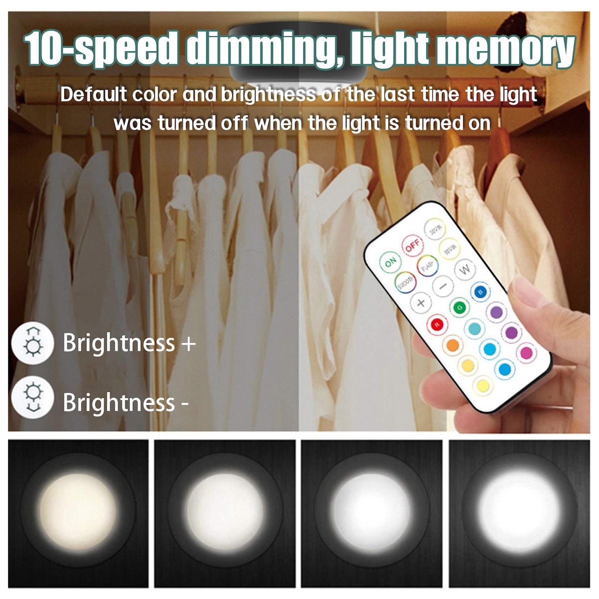 Spotlights 13 farger dimmer fjernkontroll 4 -pakning