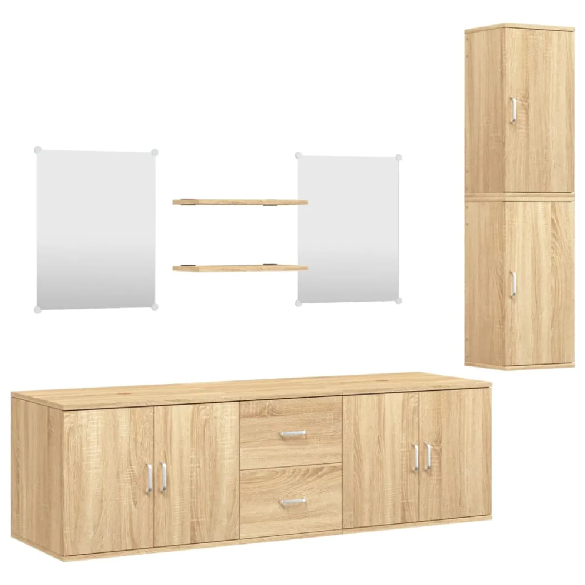 VidaXL Ensemble meubles salle de bain 7 pcs - Chêne