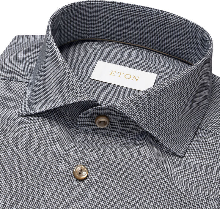 ETON Slim Fit Brown Houndstoothmerino Wool Shirt Brun