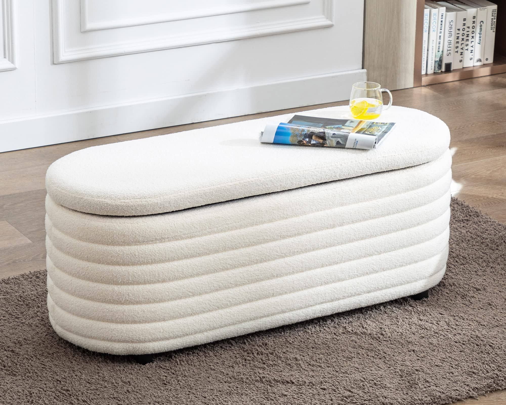 Wahson Sitzhocker mit Stauraum, Moderner Sitzbank Schlafzimmer Aufbewa