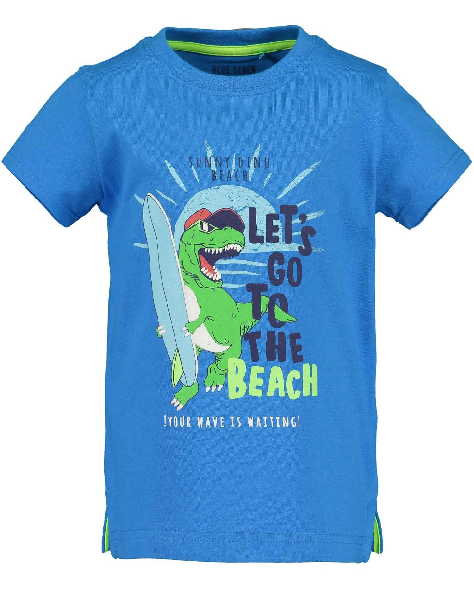 T-Shirt BEACH DINO in cyan