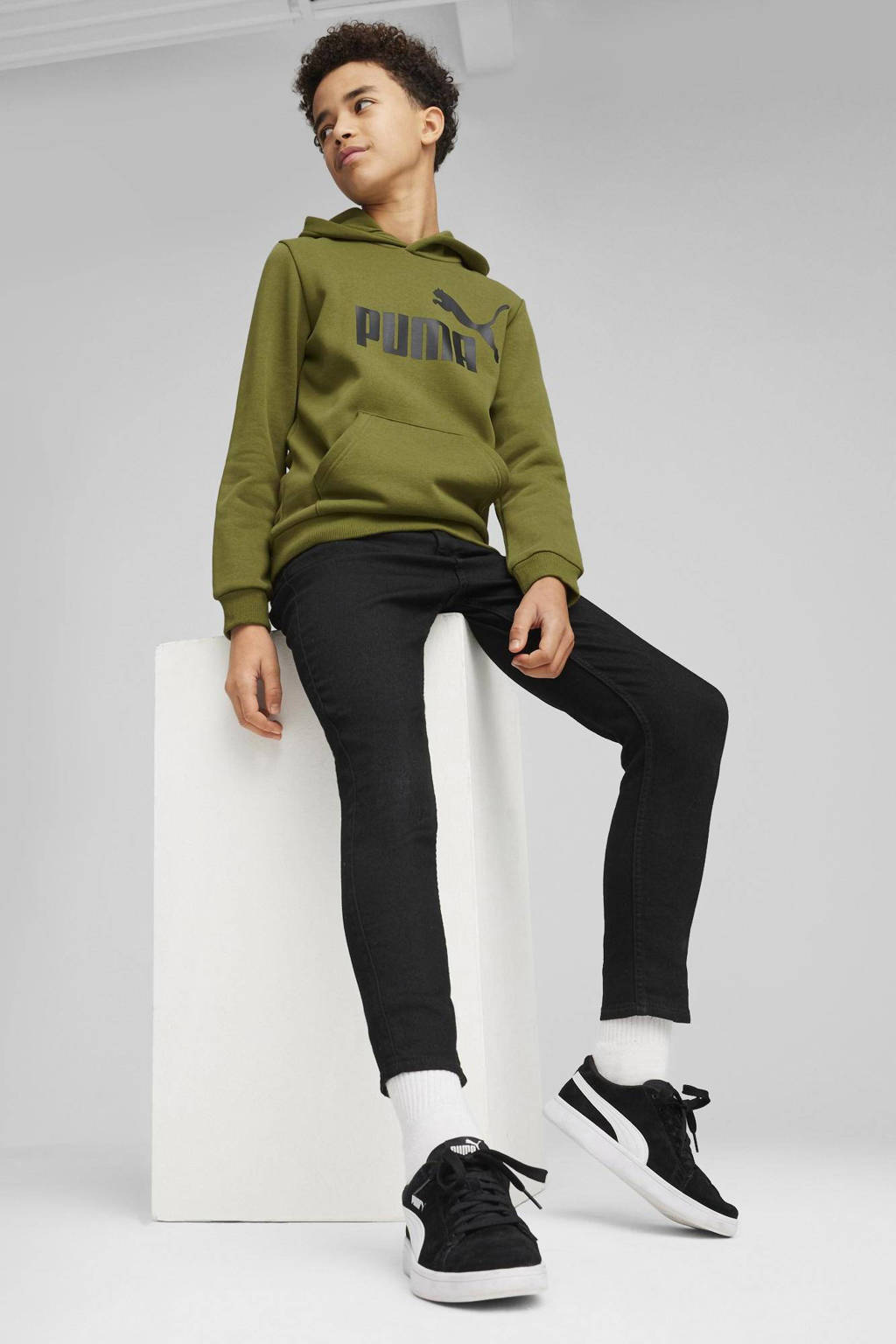 Puma hoodie olijfgroen/zwart