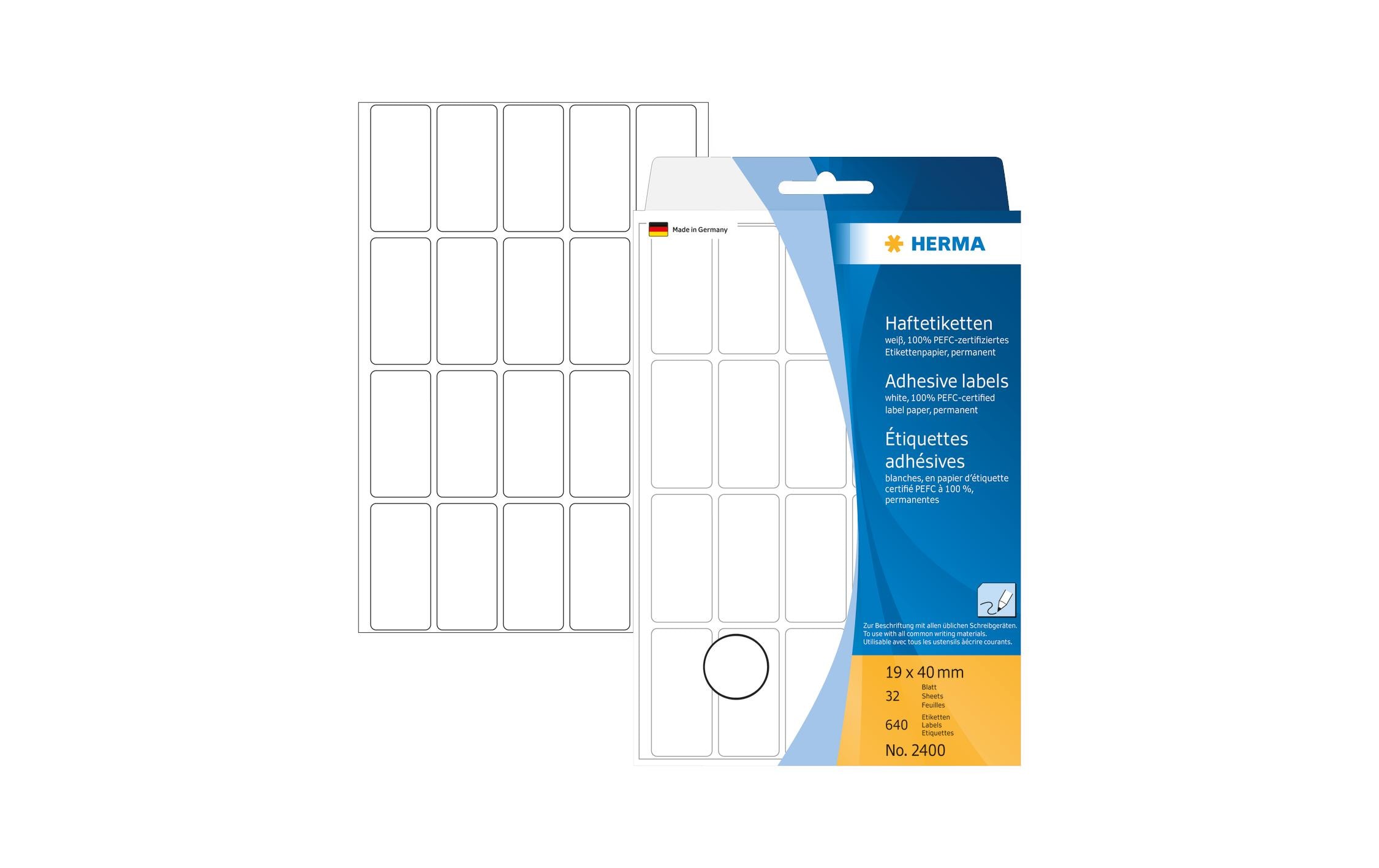 Universal-Etiketten 1.9 x 4 cm, 640 EtikettenEtiketten zur Selbstbeschriftung