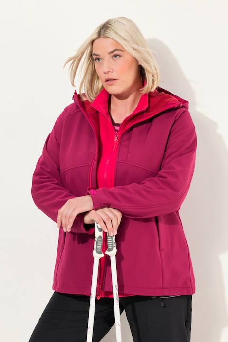 Softshelljacke, Kapuze, Zipptaschen, Klettriegel