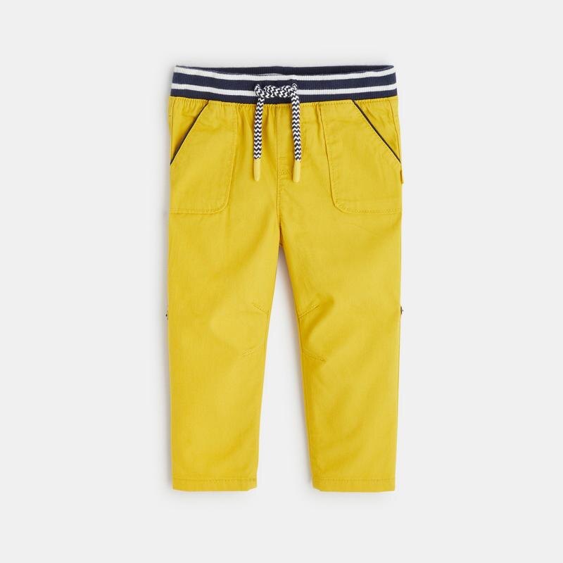 Pantalon modulable coton micro-chevrons jaune bébé garçon Jaune