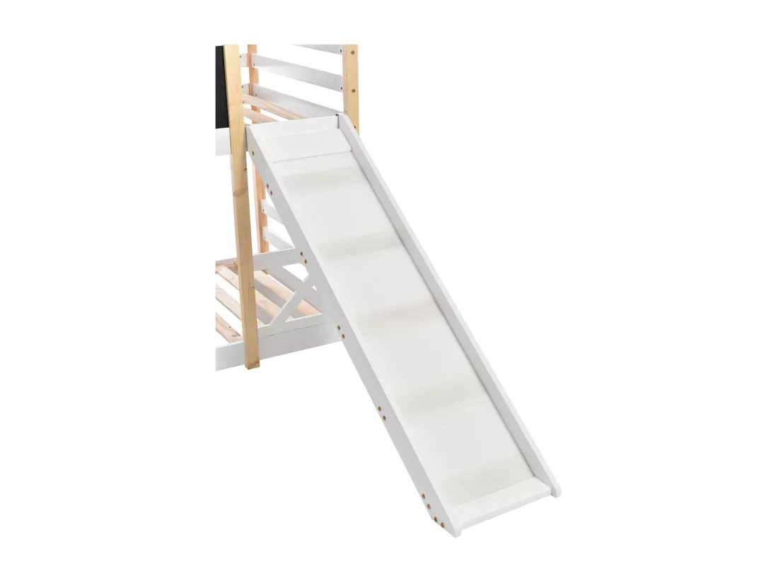 Lit superposés, Adultes, enfants, adolescents Cabane 90 x 200 cm, Toboggan, Échelle Inclinée et Protection Antichute