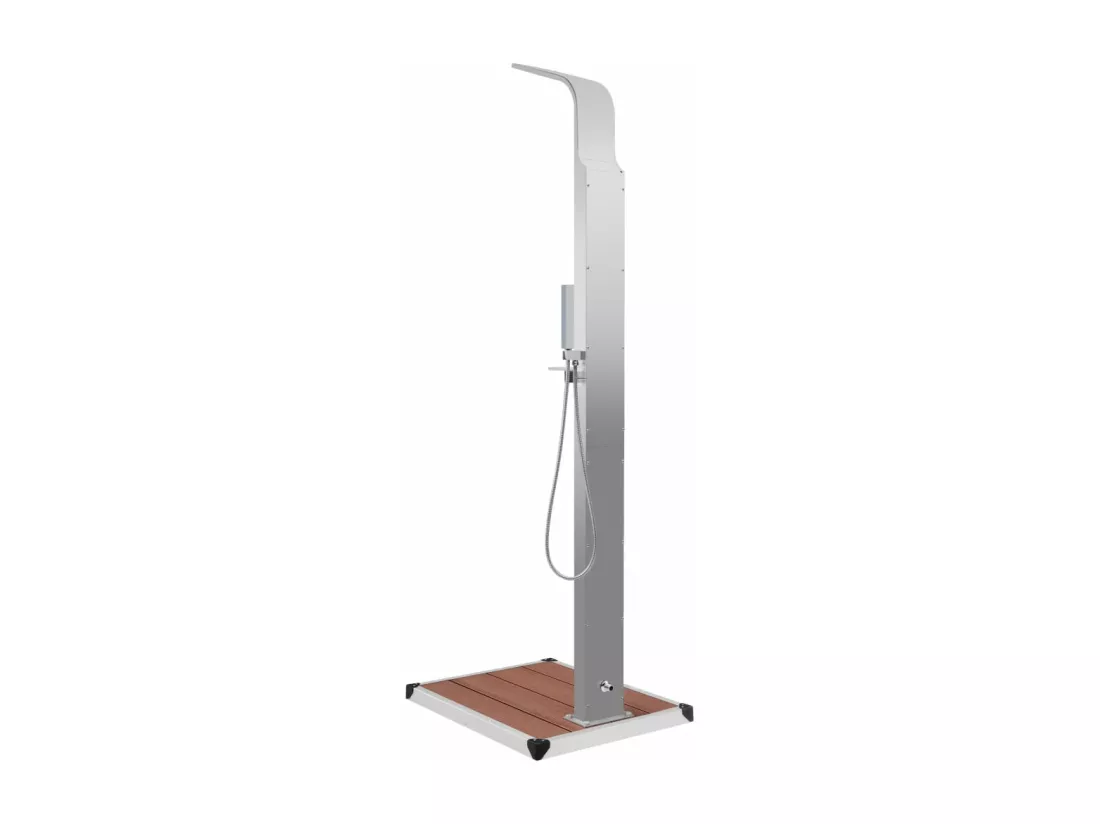 Prolenta Premium - Douche d'extérieur avec receveur de douche WPC Acier inoxydable