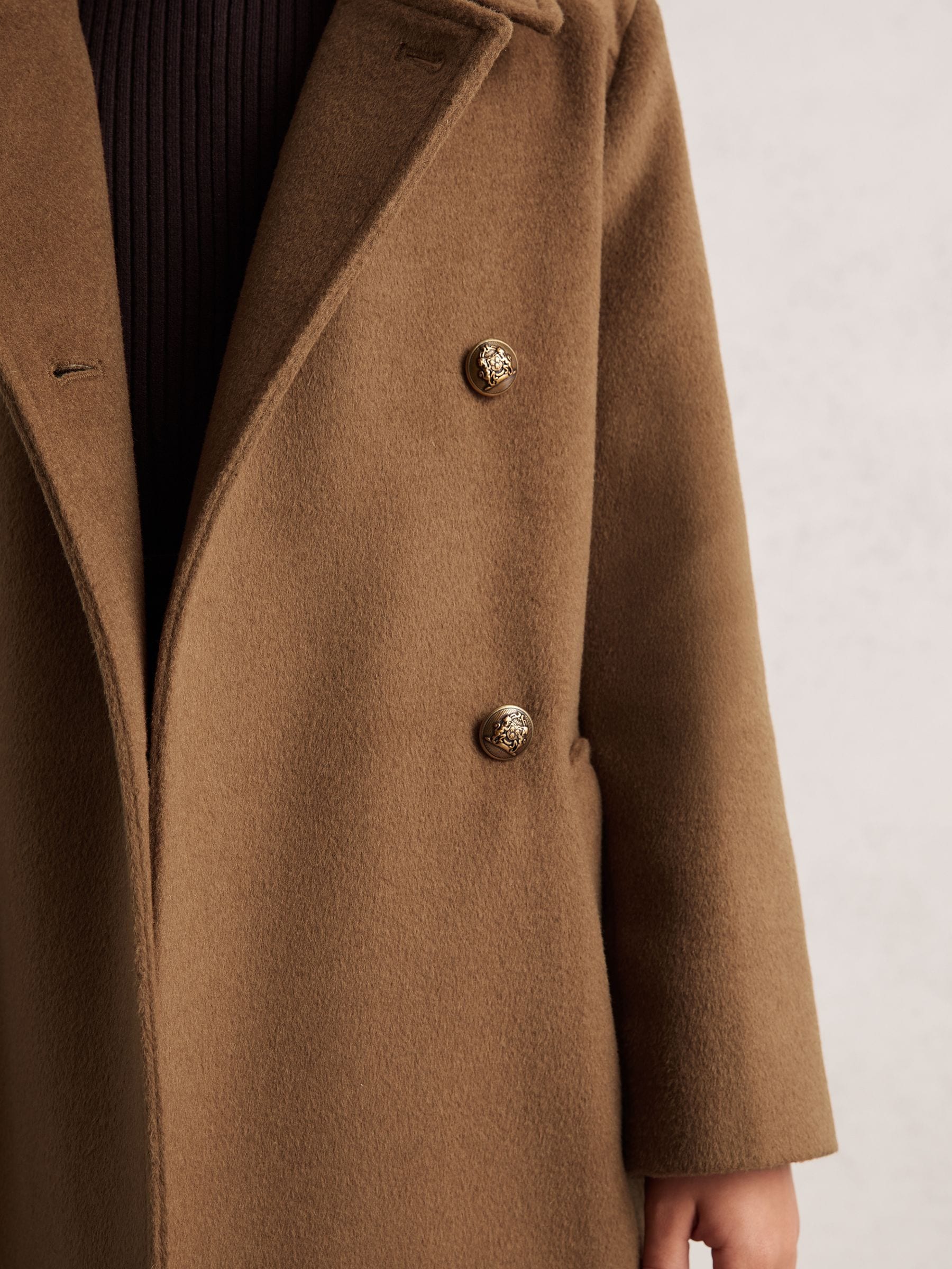 Camel - Reiss Mabel double-breasted jas van wolmix