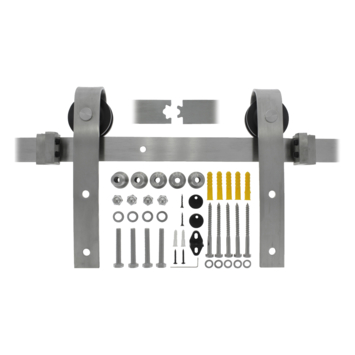 Schuifdeursysteem industrieel RVS complete set met hangrollen