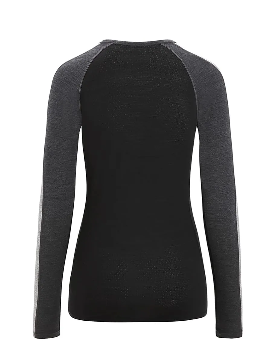 Icebreaker Women's 125 Zoneknit™ Long Sleeve Crew Jet Heather/Black/Metro Heather/Cb