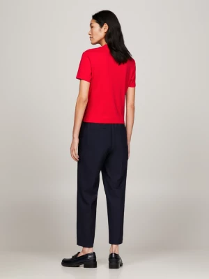 Camiseta cropped slim com gola alta falsa