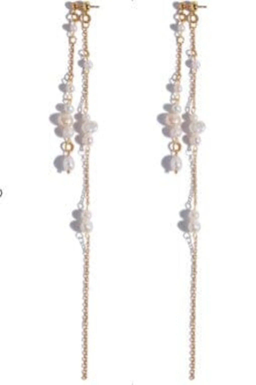 Mellow Moon Double String Pearl Earring Long