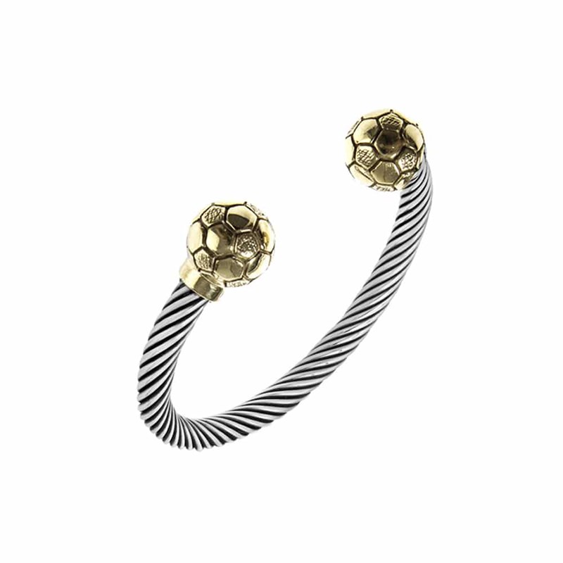 Bracelet Homme Jonc Argent Football Ballon D'or